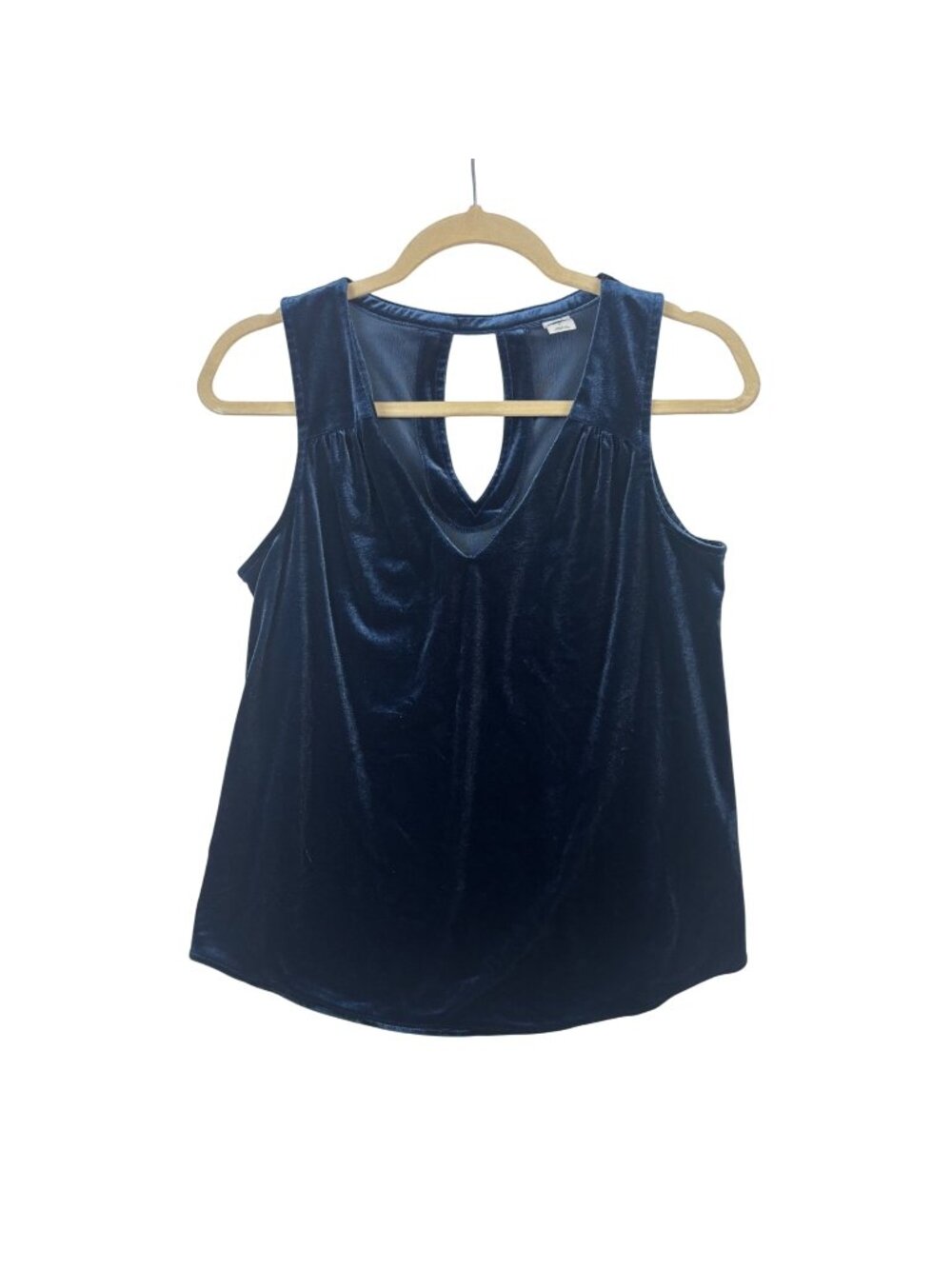 ✨3/$30 Old Navy S Blue Velvet Sleeveless Top Keyhole Back Womens